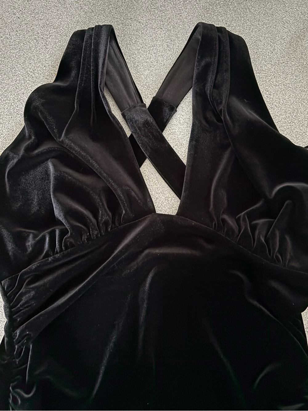 Le Château Black Velvet Maxi Gown Formal Dress XL Vintage Deep V Wedding Holiday - Picture 2 of 14